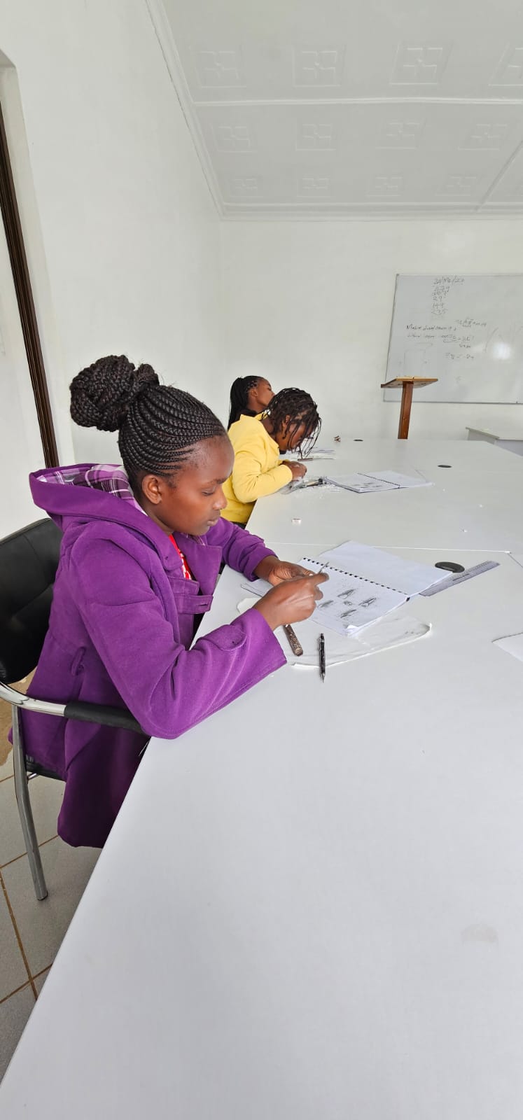 Student concentrating on practical work